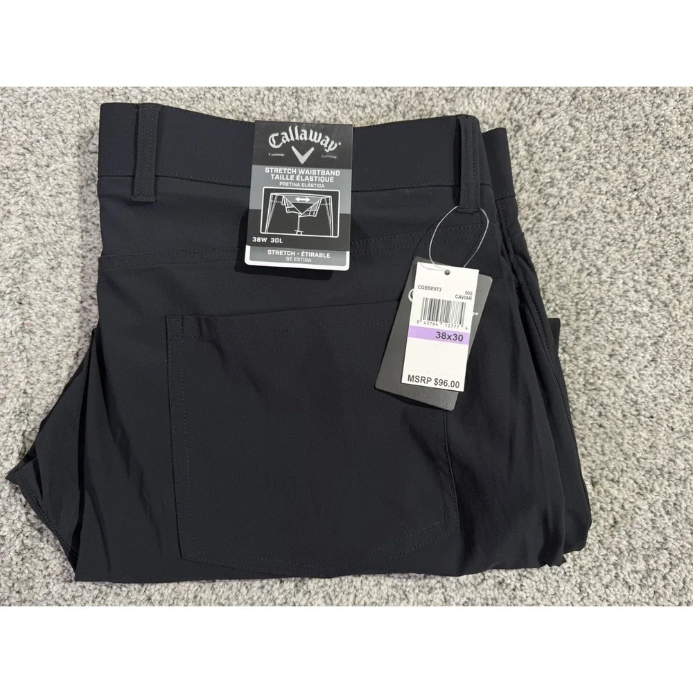 Callaway Men's Golf Pants, Flat‎ Front Stretch - 34W x 30L - Black